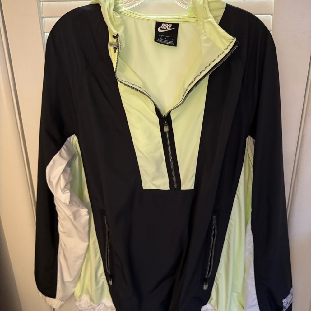 Nike Black and White Varsity Jacket with Asymmetrical Design